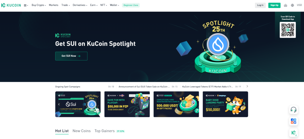 KuCoin Home Page